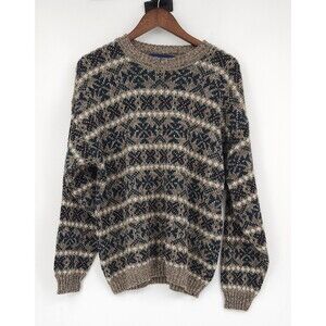 Vtg 90s Honors Fair Isle Sweater Mens XL Geometric Knit Earthy Gorpcore Grandpa